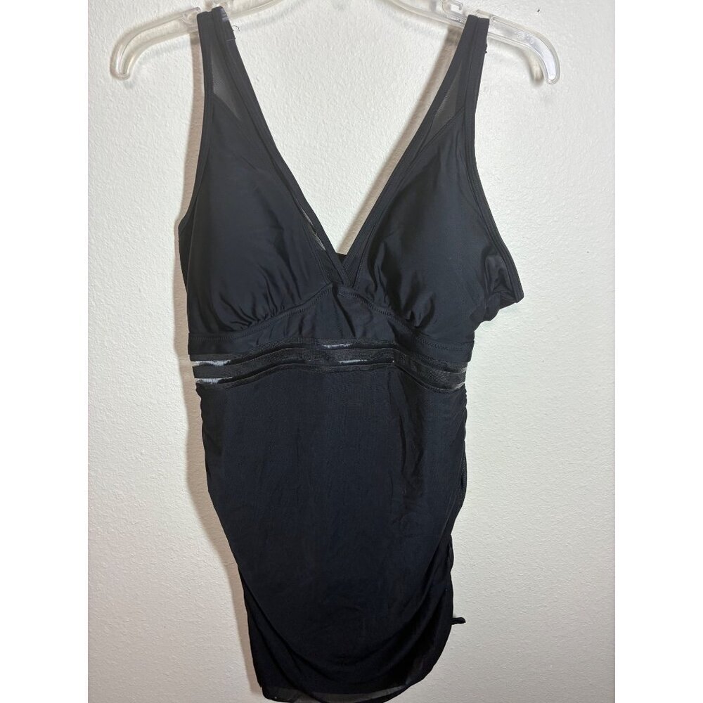 NWT Blooming Jelly One Piece Swimsuit with Overlay Coverup Black Size XXL